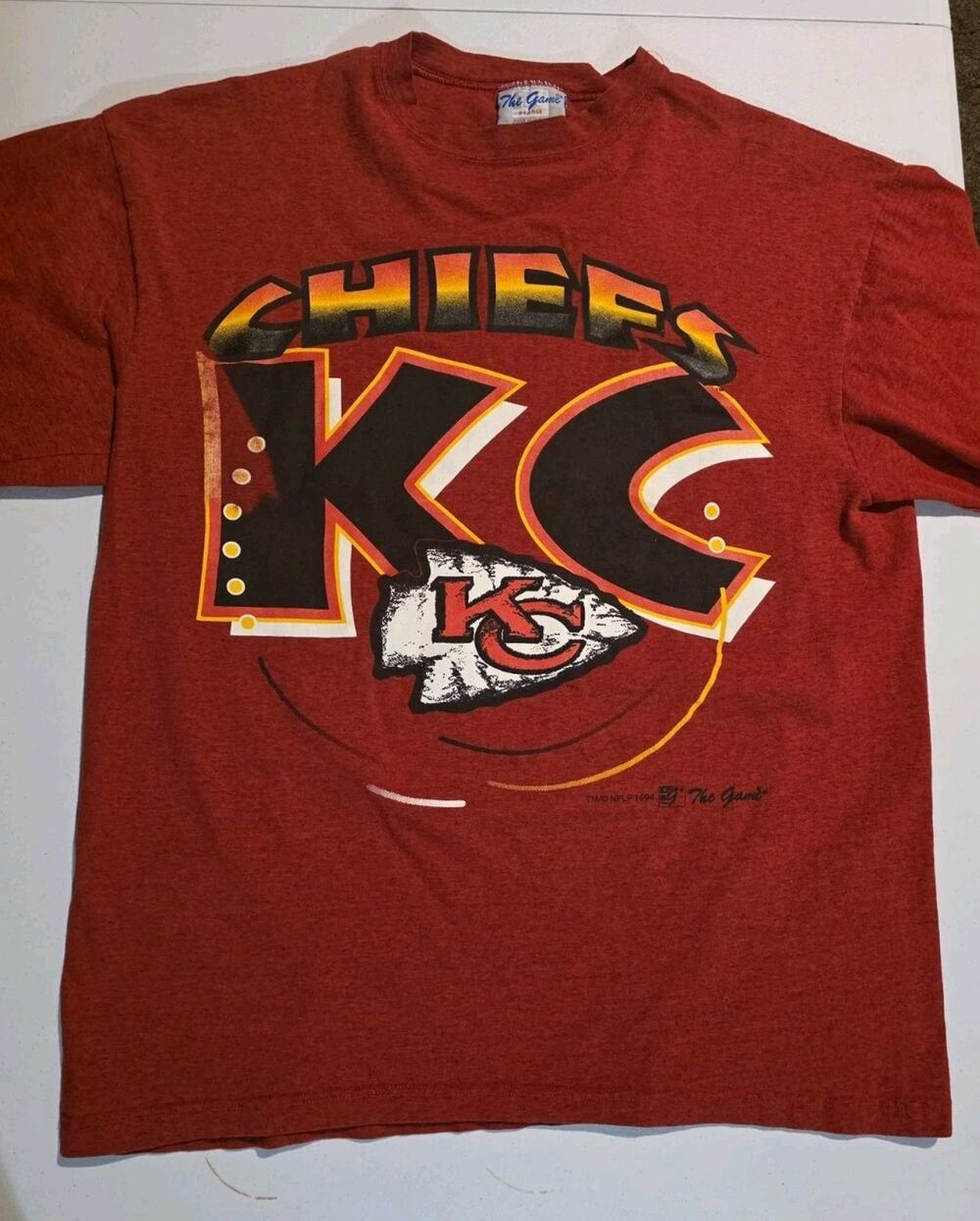 Vintage Chiefs Shirt NFL 1994 Big Graphic The Game Made In USA Size XL